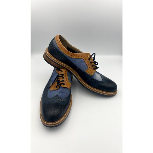 Clarks England Limited Edition Derby Oxford Mens Size13 Blue Brown Two Tone - Picture 1 of 8